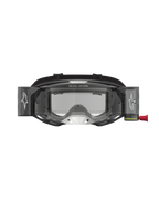 Alpinestars Vision 8 Âmbar Roll Off, óculos de motocross para todo-o-terreno, pretos e prateados, sistema roll-off integrado, lente transparente