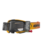 Alpinestars Vision 8 Amber Roll Off, óculos de motocross com sistema Roll-Off, amarelos e pretos, lente transparente e cartuchos laterais integrados para visibilidade off-road.