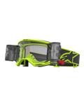 Alpinestars Óculos Vision 5 Rora Roll Off, óculos de motocross amarelos fluo e pretos, lente transparente com sistema Roll-Off integrado e fita elástica com logótipo.