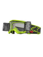 Alpinestars Óculos Vision 5 Rora Roll Off, óculos de motocross amarelos fluo e pretos, lente transparente com sistema Roll-Off integrado e fita elástica com logótipo.
