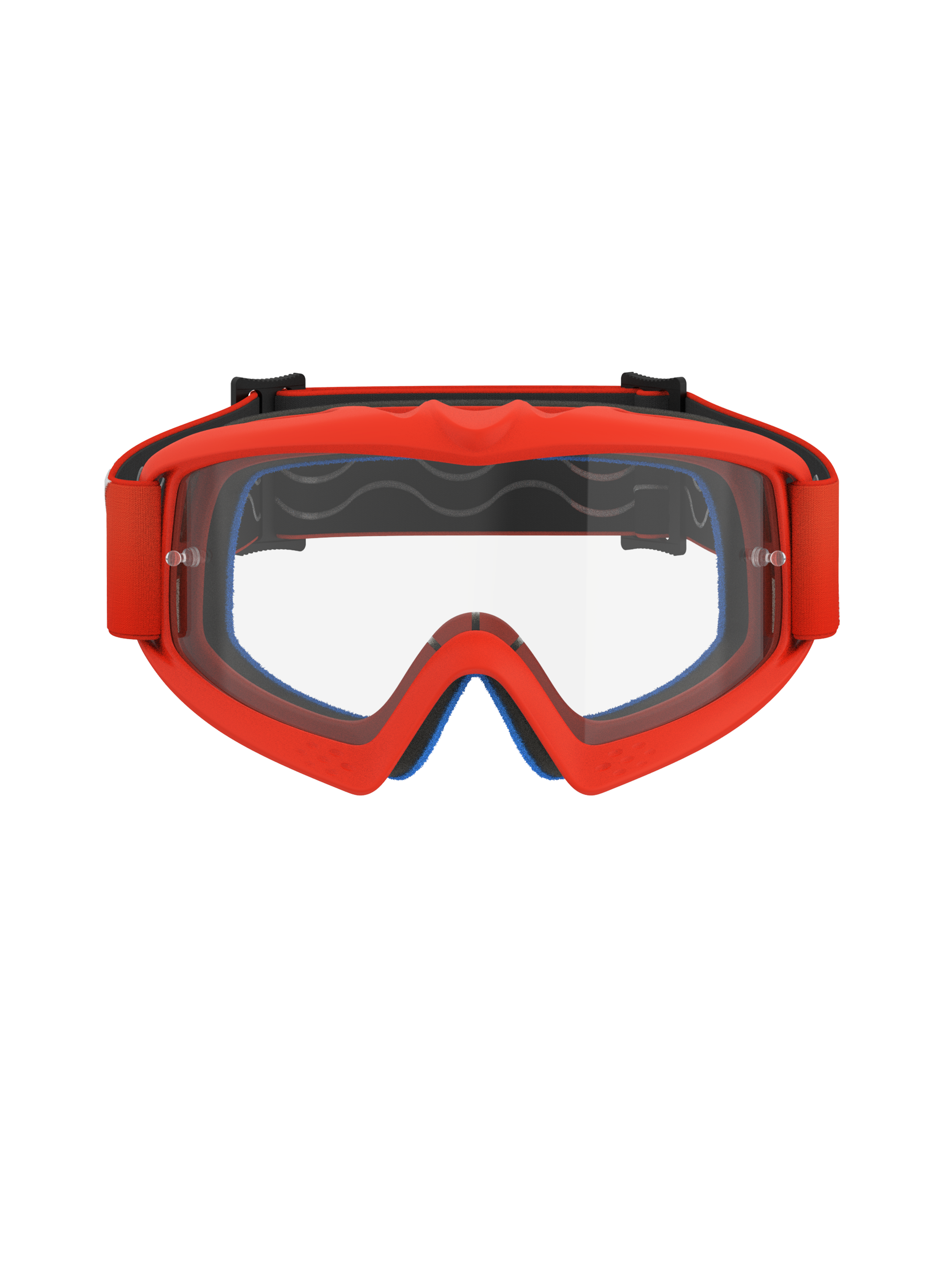Óculos Alpinestars Vision Youth Corp, óculos de motocross, cor de laranja com lente transparente, armação laranja vibrante e correia a condizer, espuma facial azul visível no interior, lente transparente anti-embaciamento com pinos para tear-off, concebidos para jovens pilotos, proteção ocular de alto desempenho para corridas todo-o-terreno