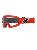 Alpinestars Vision Youth Corp Goggles, óculos de motocross, laranja e transparente, com armação laranja e correia larga com logótipo preto e branco, lente transparente anti-embaciamento, concebidos para jovens pilotos e corridas de todo-o-terreno