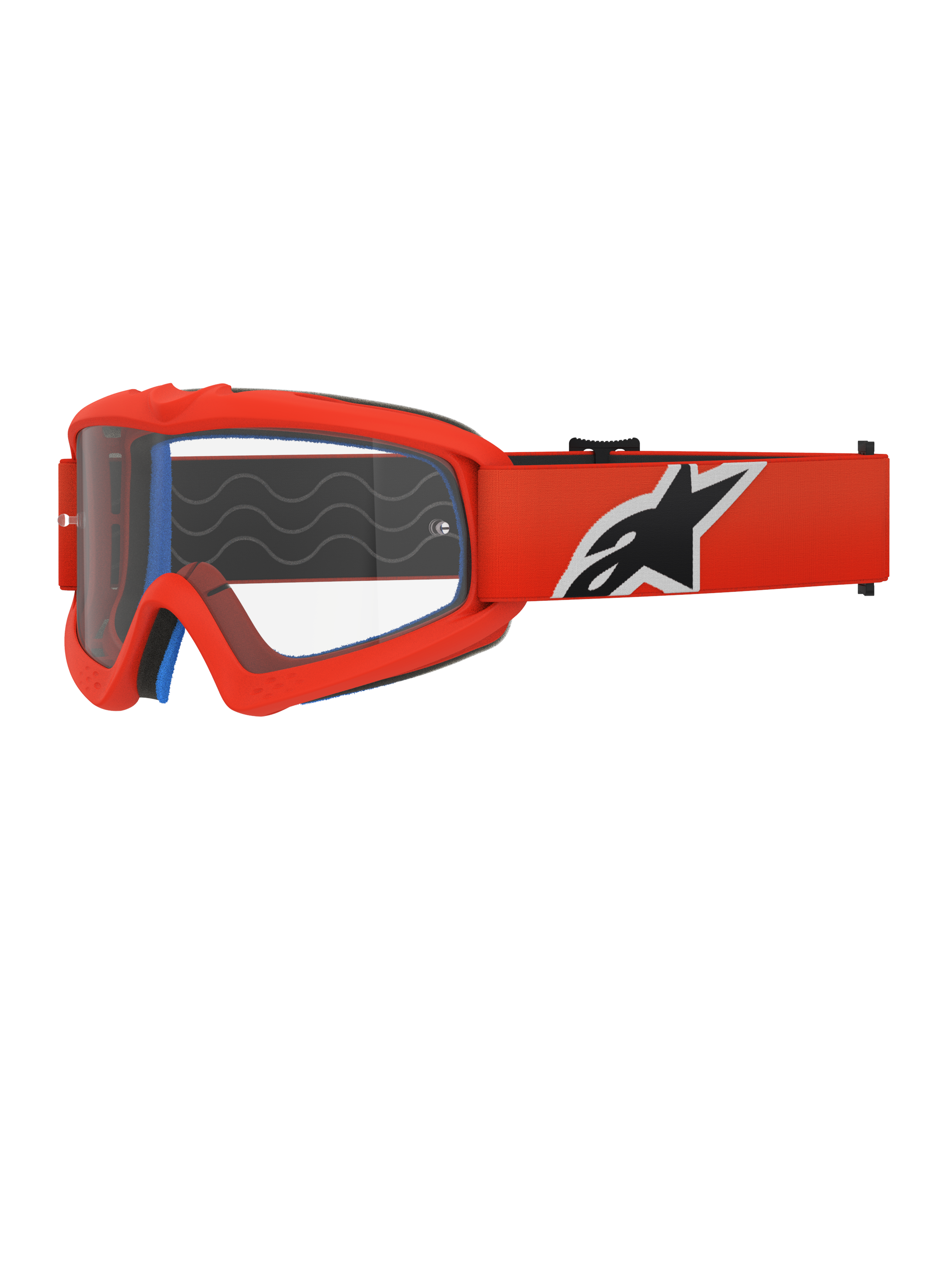 Alpinestars Vision Youth Corp Goggles, óculos de motocross, laranja e transparente, com armação laranja e correia larga com logótipo preto e branco, lente transparente anti-embaciamento, concebidos para jovens pilotos e corridas de todo-o-terreno