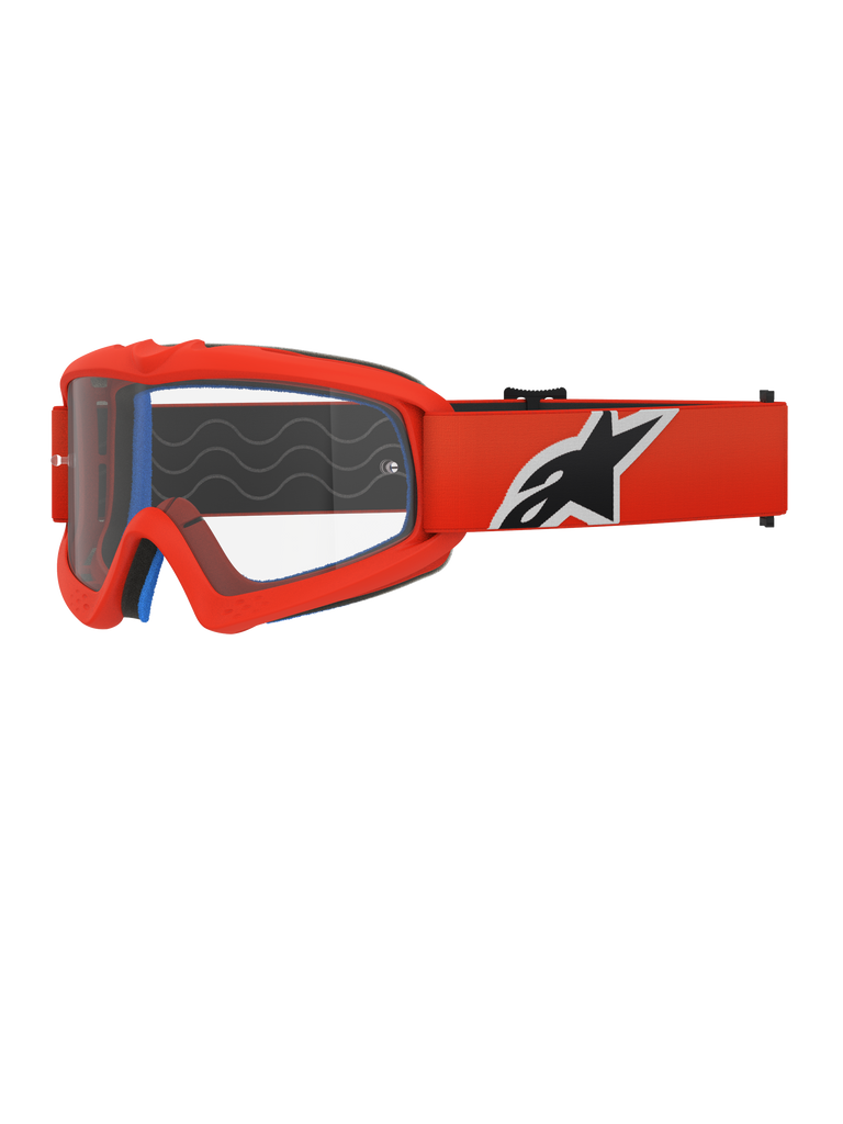 Alpinestars Vision Youth Corp Goggles, óculos de motocross, laranja e transparente, com armação laranja e correia larga com logótipo preto e branco, lente transparente anti-embaciamento, concebidos para jovens pilotos e corridas de todo-o-terreno