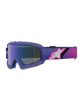 Óculos Alpinestars Vision Youth Corp, óculos de motocross, roxo e rosa fluorescente, com lente Mirror Blue espelhada e fita em degradê com logótipo Alpinestars branco, concebidos para jovens pilotos de todo-o-terreno