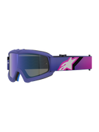 Óculos Alpinestars Vision Youth Corp, óculos de motocross, roxo e rosa fluorescente, com lente Mirror Blue espelhada e fita em degradê com logótipo Alpinestars branco, concebidos para jovens pilotos de todo-o-terreno
