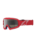 Alpinestars Vision Vesta Jovem, óculos de motocross vermelhos com lente espelhada prateada e proteção anti-embaciamento.