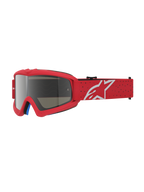 Alpinestars Vision Vesta Jovem, óculos de motocross vermelhos com lente espelhada prateada e proteção anti-embaciamento.