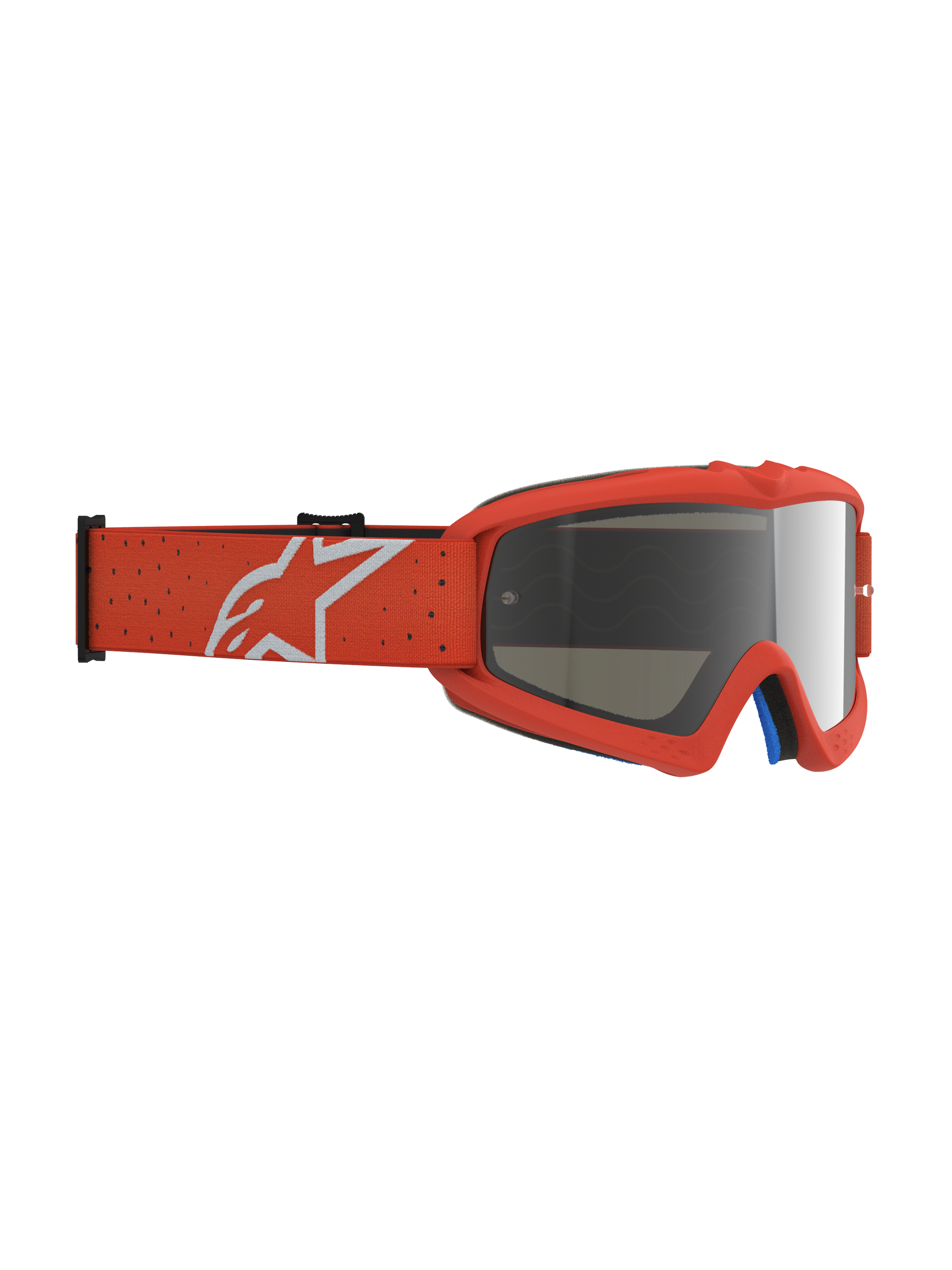 Alpinestars Vision Vesta Jovem, óculos de motocross em laranja com lente prateada espelhada anti-embaciamento.