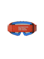 Alpinestars Vision Vesta Jovem, óculos de motocross para juventude, fita laranja com lema e espuma azul de conforto