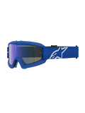 Alpinestars Vision Vesta Jovem, óculos de motocross para juventude, azuis e brancos, lente espelhada anti-embaciamento.