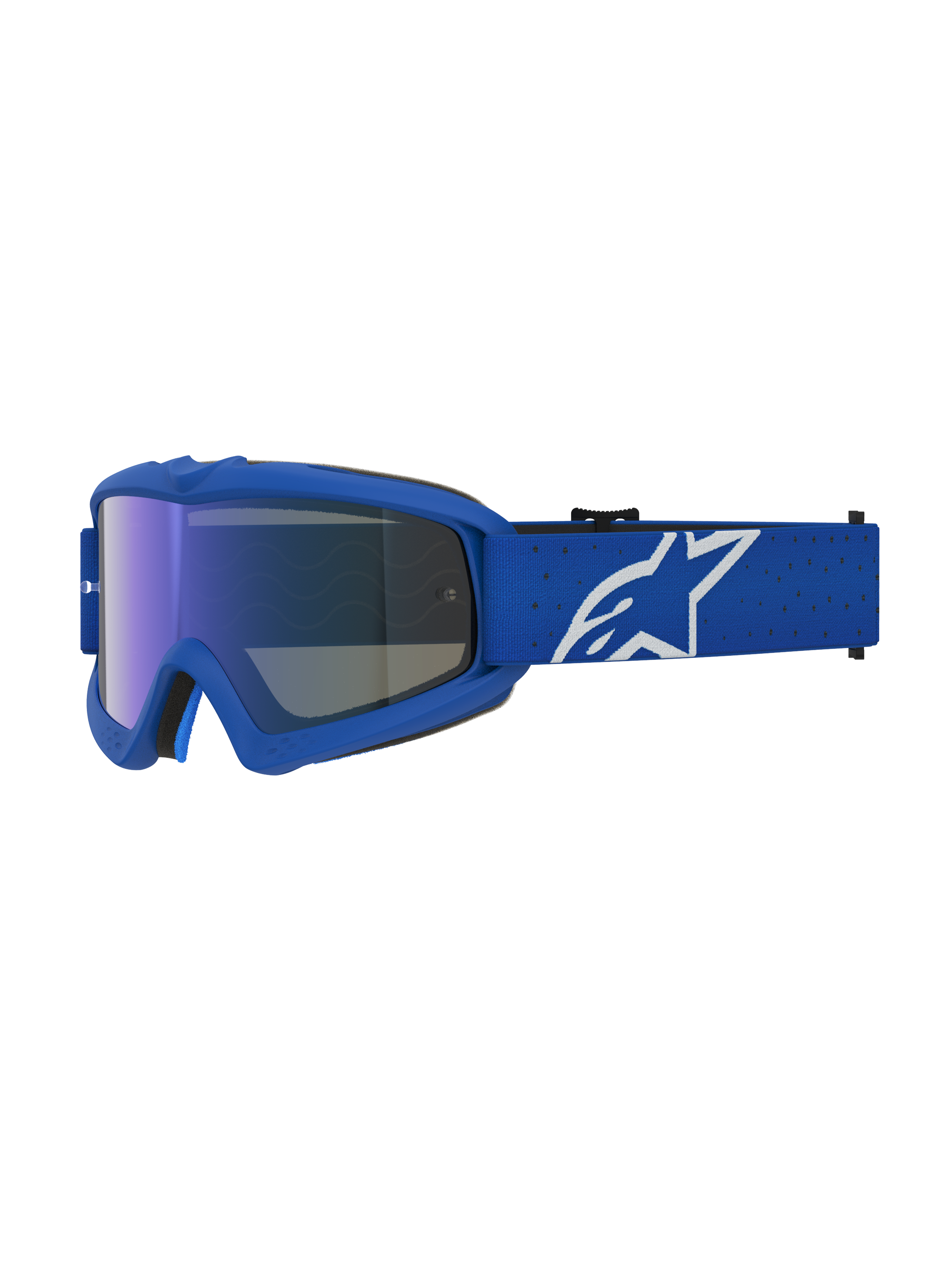 Alpinestars Vision Vesta Jovem, óculos de motocross para juventude, azuis e brancos, lente espelhada anti-embaciamento.