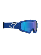 Alpinestars Vision Vesta Jovem, óculos de motocross azuis e brancos com lente azul espelhada, certificados CE.