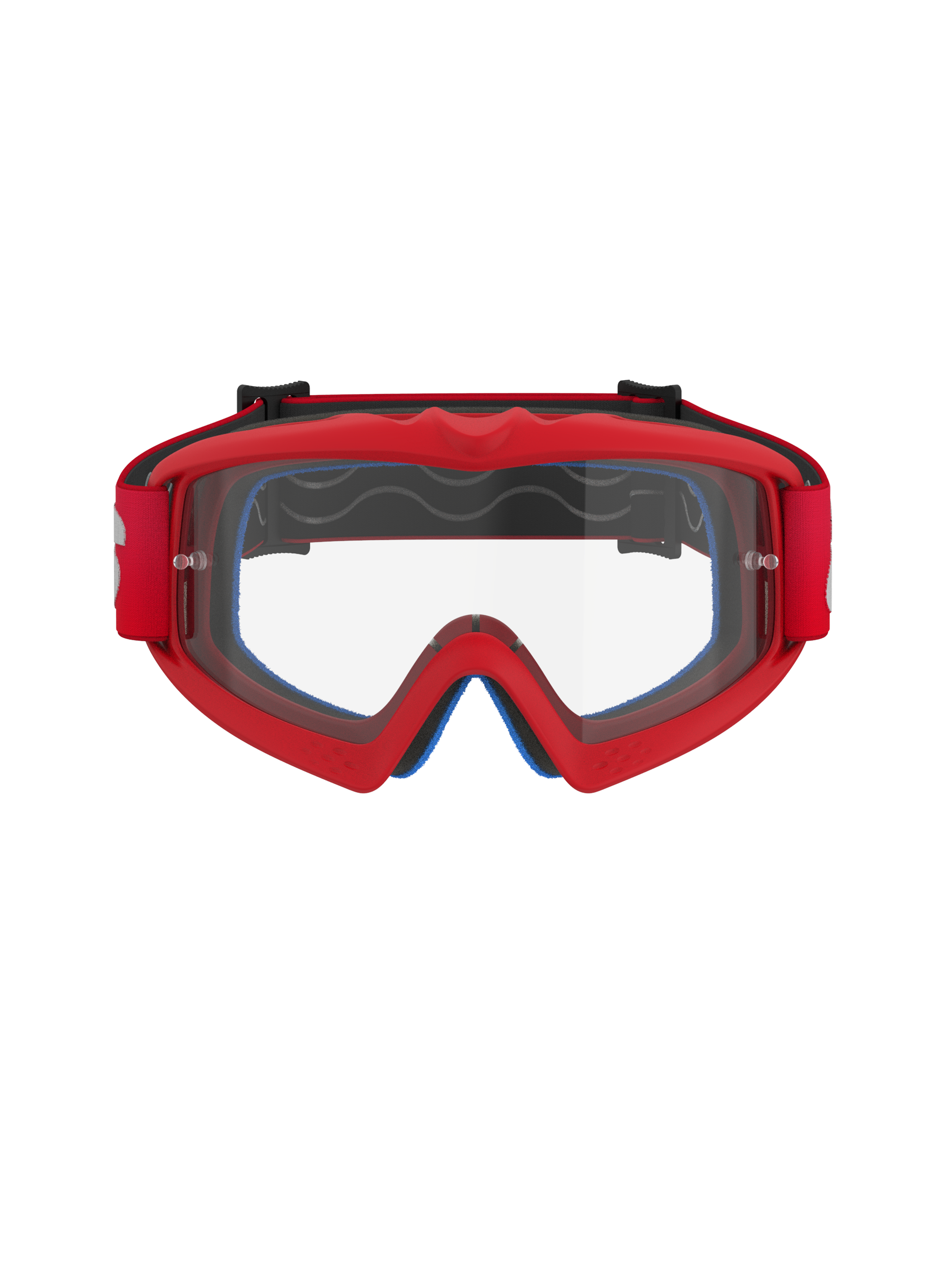 Alpinestars Vision Youth Blaze Goggles, óculos de motocross para jovens, vermelhos e transparentes, com armação flexível de uretano, lente de policarbonato anti-embaciamento com suportes para tear-off, vista frontal para performance em corridas off-road