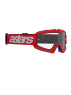 Óculos Alpinestars Vision Jovem Blaze, óculos de motocross, vermelho e transparente, correia vermelha com logótipo astars branco, óculos de corrida específicos para jovens com lente de policarbonato anti-embaciamento
