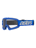 Óculos Alpinestars Vision Youth Blaze, óculos de motocross e off-road, armação e correia azuis com logótipo astars branco, lente de policarbonato transparente, ajuste específico para jovens para capacetes mais pequenos, proteção ocular durável para corrida