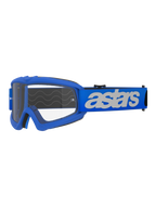 Óculos Alpinestars Vision Youth Blaze, óculos de motocross e off-road, armação e correia azuis com logótipo astars branco, lente de policarbonato transparente, ajuste específico para jovens para capacetes mais pequenos, proteção ocular durável para corrida