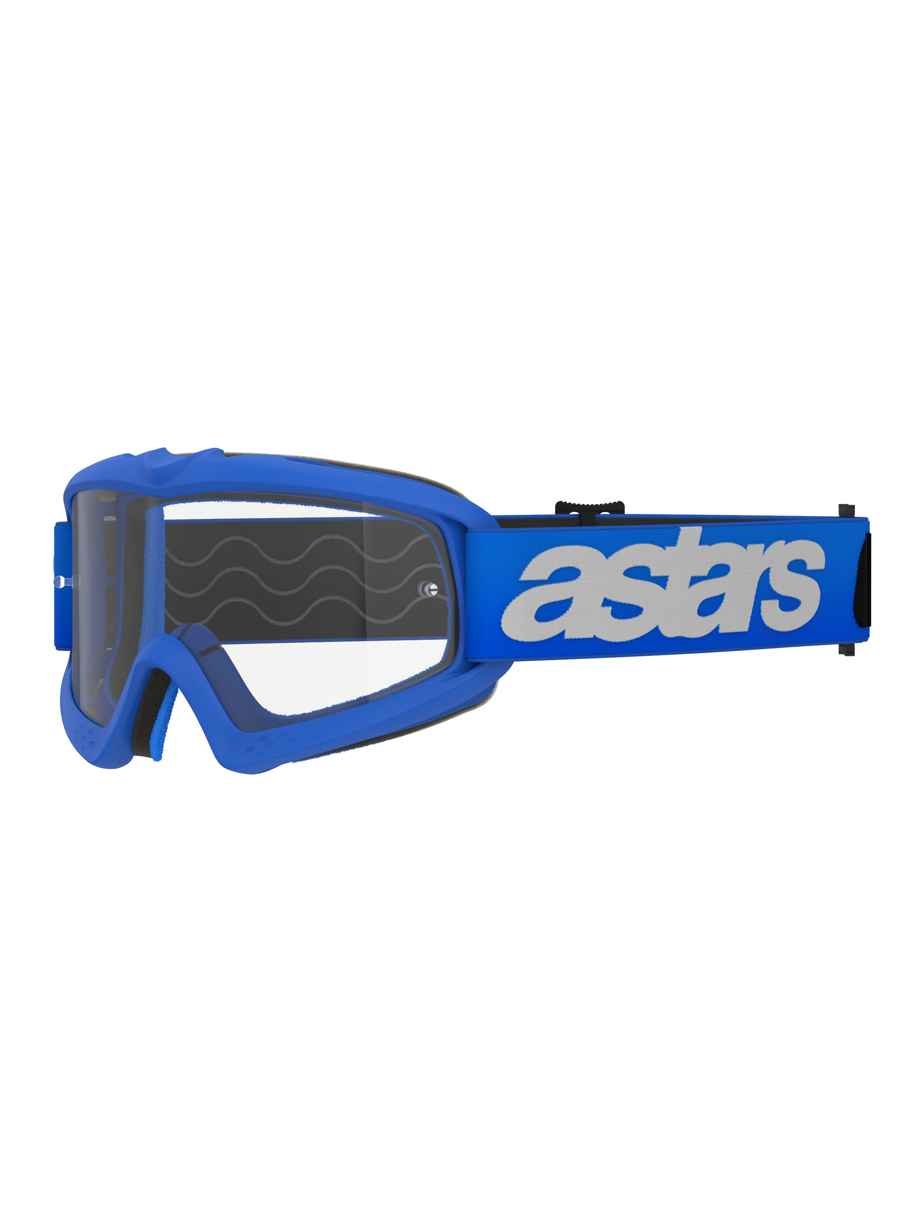 Óculos Alpinestars Vision Youth Blaze, óculos de motocross e off-road, armação e correia azuis com logótipo astars branco, lente de policarbonato transparente, ajuste específico para jovens para capacetes mais pequenos, proteção ocular durável para corrida