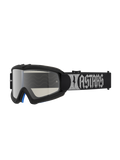 Óculos Vision Atrox Jovem Alpinestars para motocross, pretos com lente espelhada prateada e fita com logótipo.