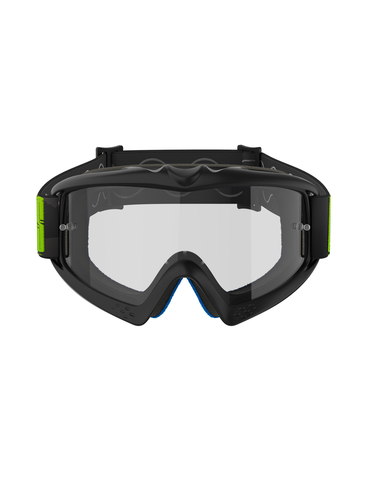 Óculos Alpinestars Vision Youth Hollow, óculos de motocross, cinzento e amarelo néon, lente transparente anti-embaciamento com suportes para tear-off, fita tecida preta com detalhes em amarelo fluorescente, proteção ocular de todo-o-terreno para jovens pilotos