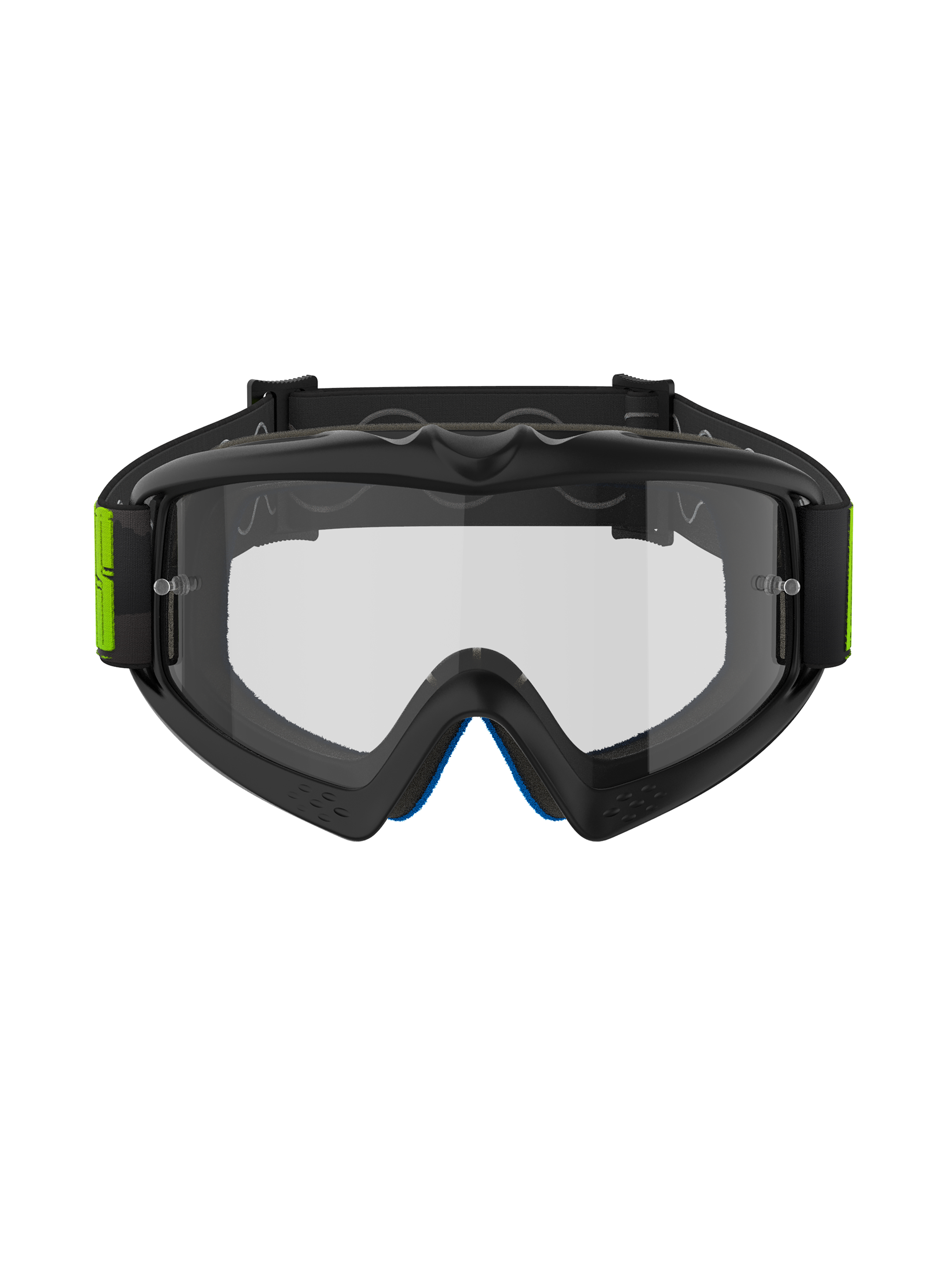 Óculos Alpinestars Vision Youth Hollow, óculos de motocross, cinzento e amarelo néon, lente transparente anti-embaciamento com suportes para tear-off, fita tecida preta com detalhes em amarelo fluorescente, proteção ocular de todo-o-terreno para jovens pilotos