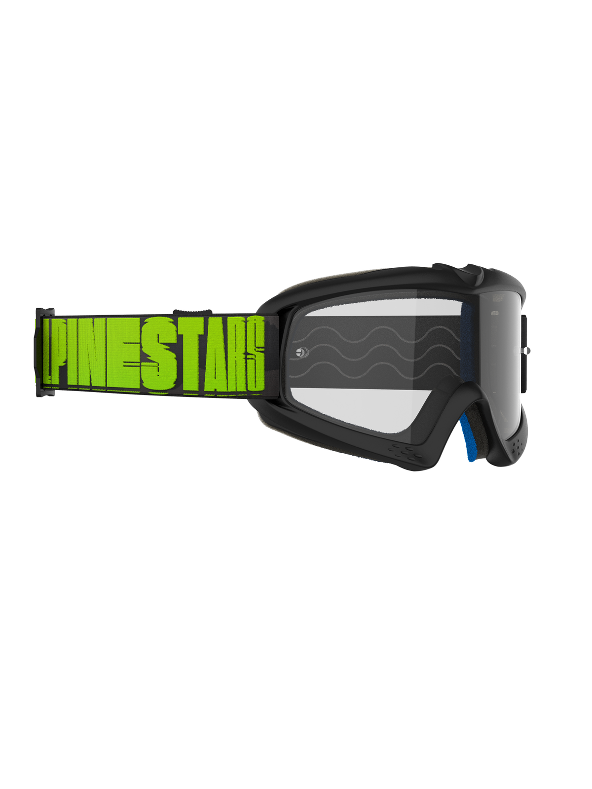 Óculos Alpinestars Vision Youth Hollow, óculos de motocross, cinzento e amarelo néon, lente transparente, correia preta com marca Alpinestars em amarelo néon destacado, proteção ocular de alta performance para jovens pilotos