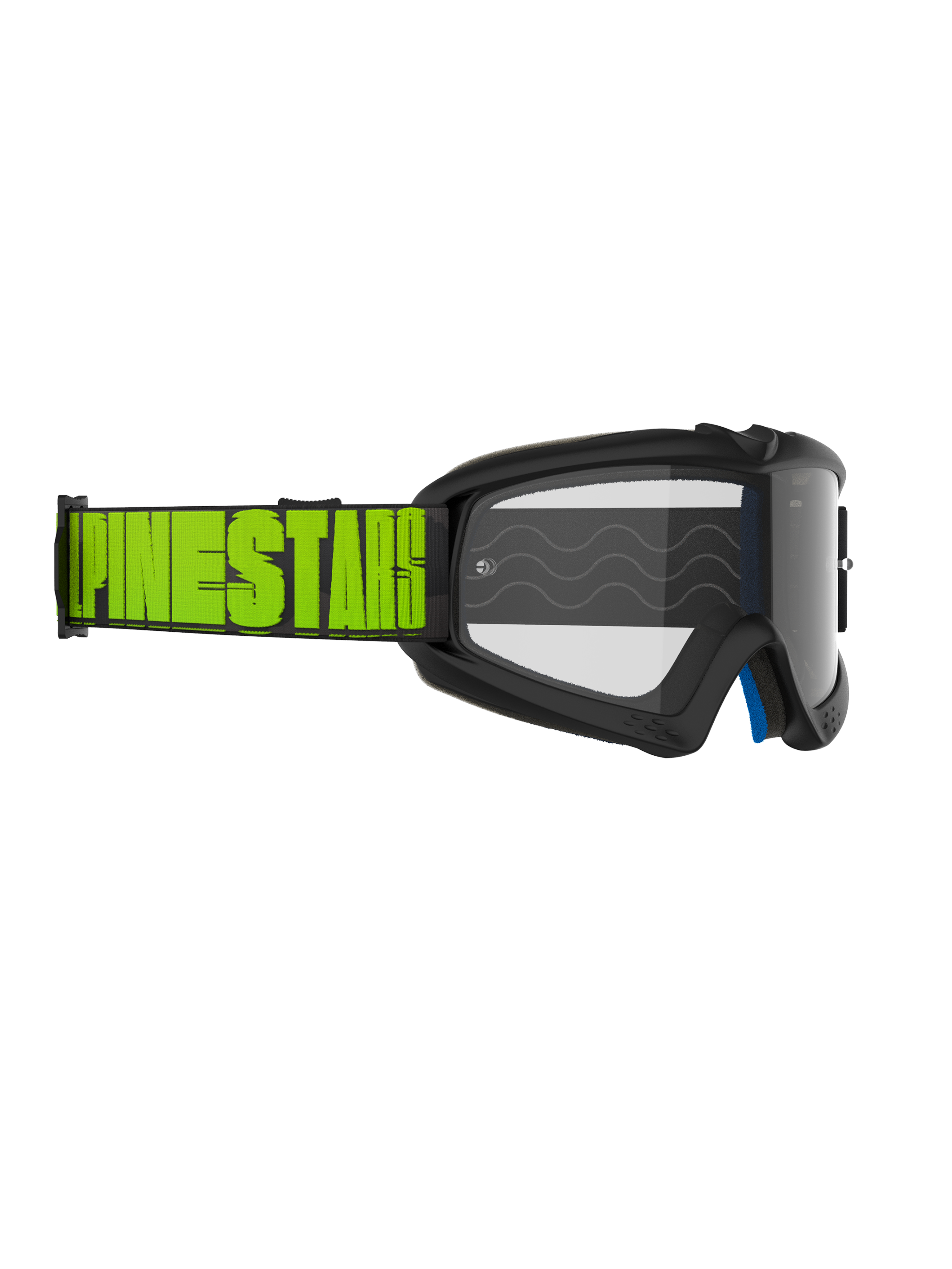 Óculos Alpinestars Vision Youth Hollow, óculos de motocross, cinzento e amarelo néon, lente transparente, correia preta com marca Alpinestars em amarelo néon destacado, proteção ocular de alta performance para jovens pilotos