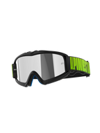 Óculos Alpinestars Vision Youth Hollow, óculos de motocross para jovens, cinzento carvão e amarelo néon, com lente prateada espelhada, correia preta com marca em amarelo vibrante, proteção ocular de alta performance para condução off-road juvenil