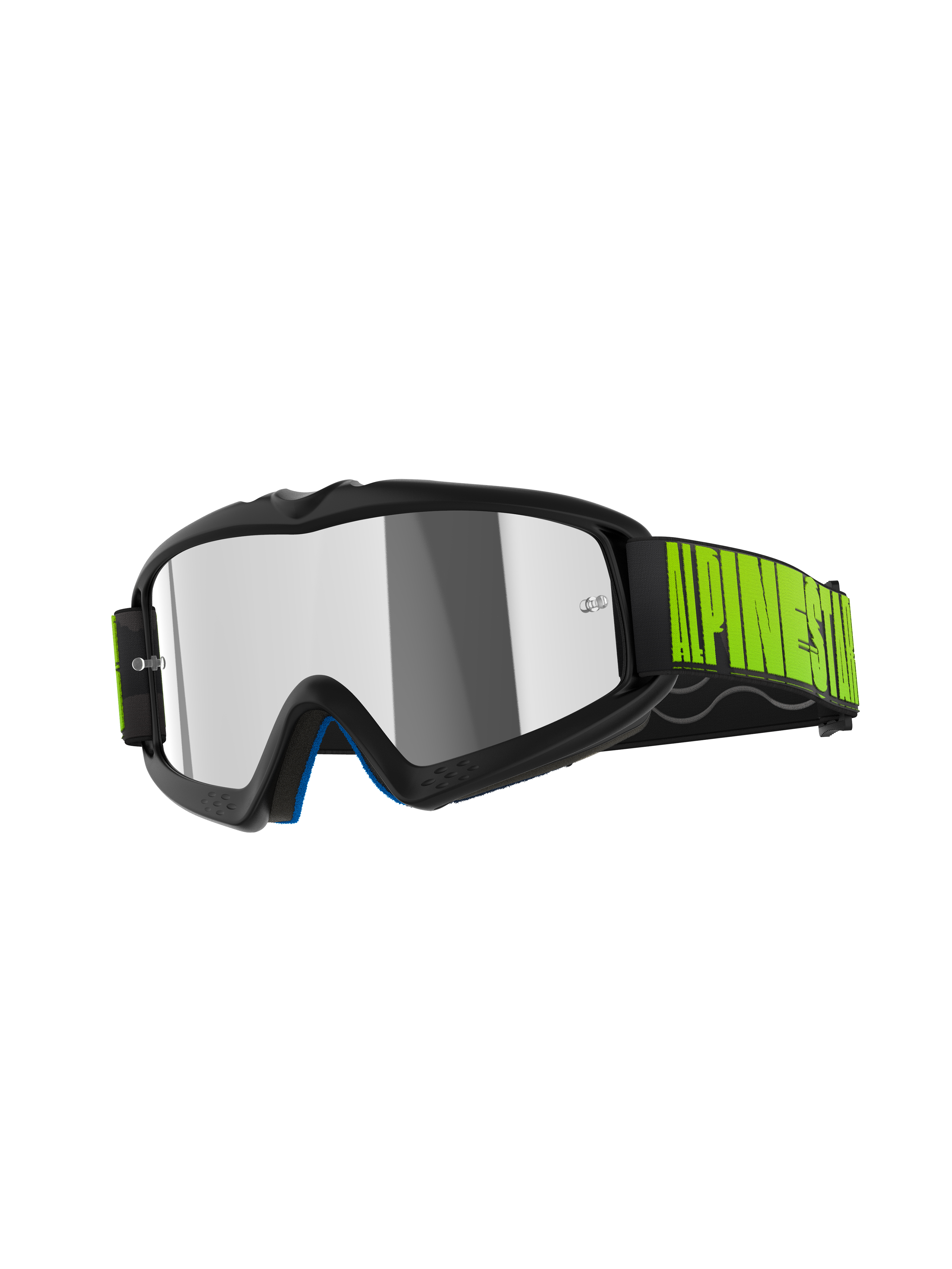 Óculos Alpinestars Vision Youth Hollow, óculos de motocross para jovens, cinzento carvão e amarelo néon, com lente prateada espelhada, correia preta com marca em amarelo vibrante, proteção ocular de alta performance para condução off-road juvenil