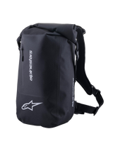 Alpinestars Sealed Sport Pack, bolsa desportiva de moto impermeável, preta, com fecho de enrolar e logótipos refletores, ideal para condução desportiva.