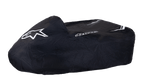 Alpinestars Kart Cover, capa protetora para kart, preta com logótipo de estrela e logótipo nominativo Alpinestars em branco, tecido durável resistente às intempéries com riscas brancas, design estruturado para proteção no paddock