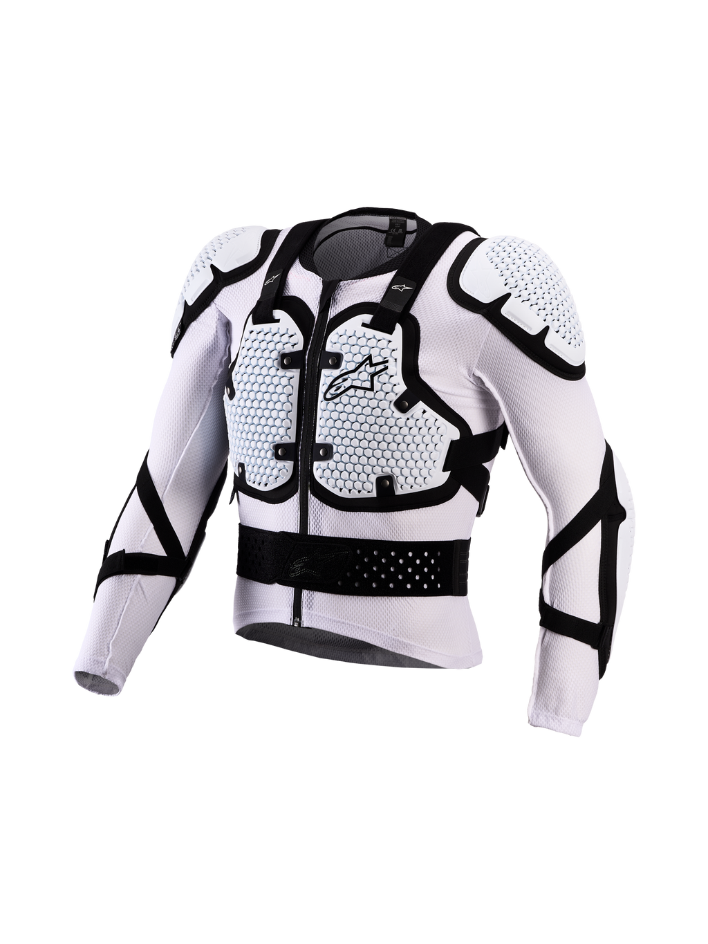 Alpinestars Casaco De Proteção Bionic Action V3, armadura de motocross e off-road, branco e preto, com tecnologia A-Morph e malha respirável para ventilação superior, protetores de peito e ombros.