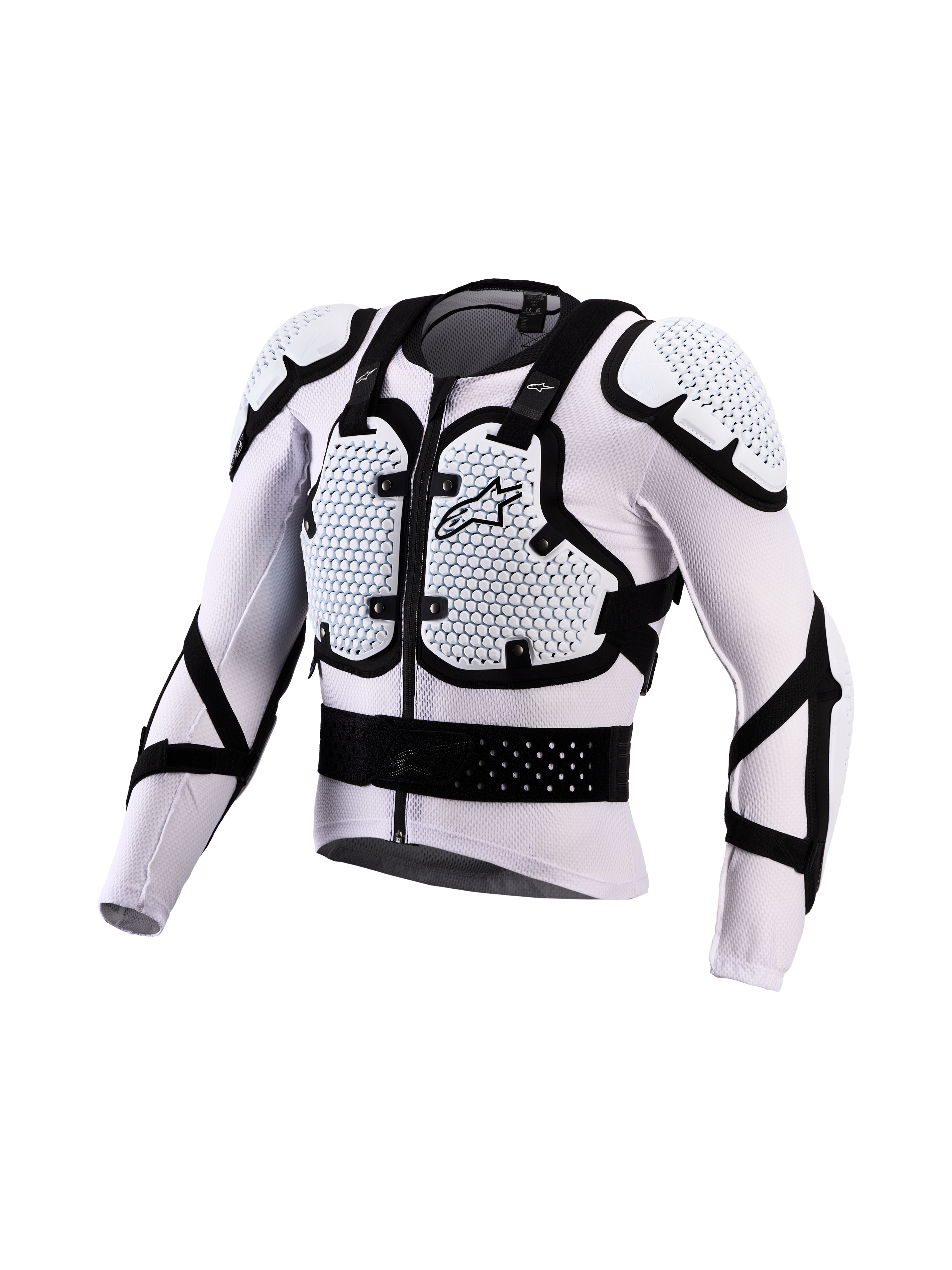 Alpinestars Casaco De Proteção Bionic Action V3, armadura de motocross e off-road, branco e preto, com tecnologia A-Morph e malha respirável para ventilação superior, protetores de peito e ombros.