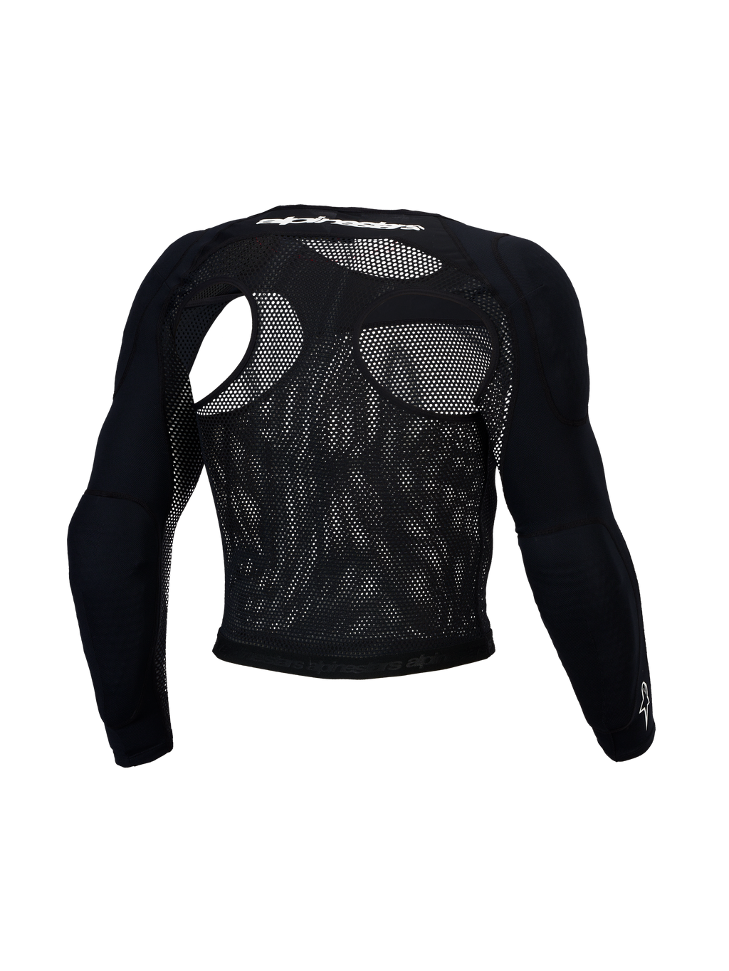 Alpinestars Top de proteção Bionic Race, casaco em malha preto, protetores de ombros e cotovelos, vista traseira
