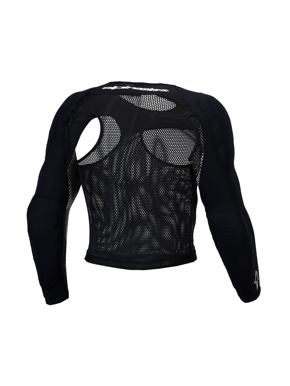 Alpinestars Top de proteção Bionic Race, casaco em malha preto, protetores de ombros e cotovelos, vista traseira