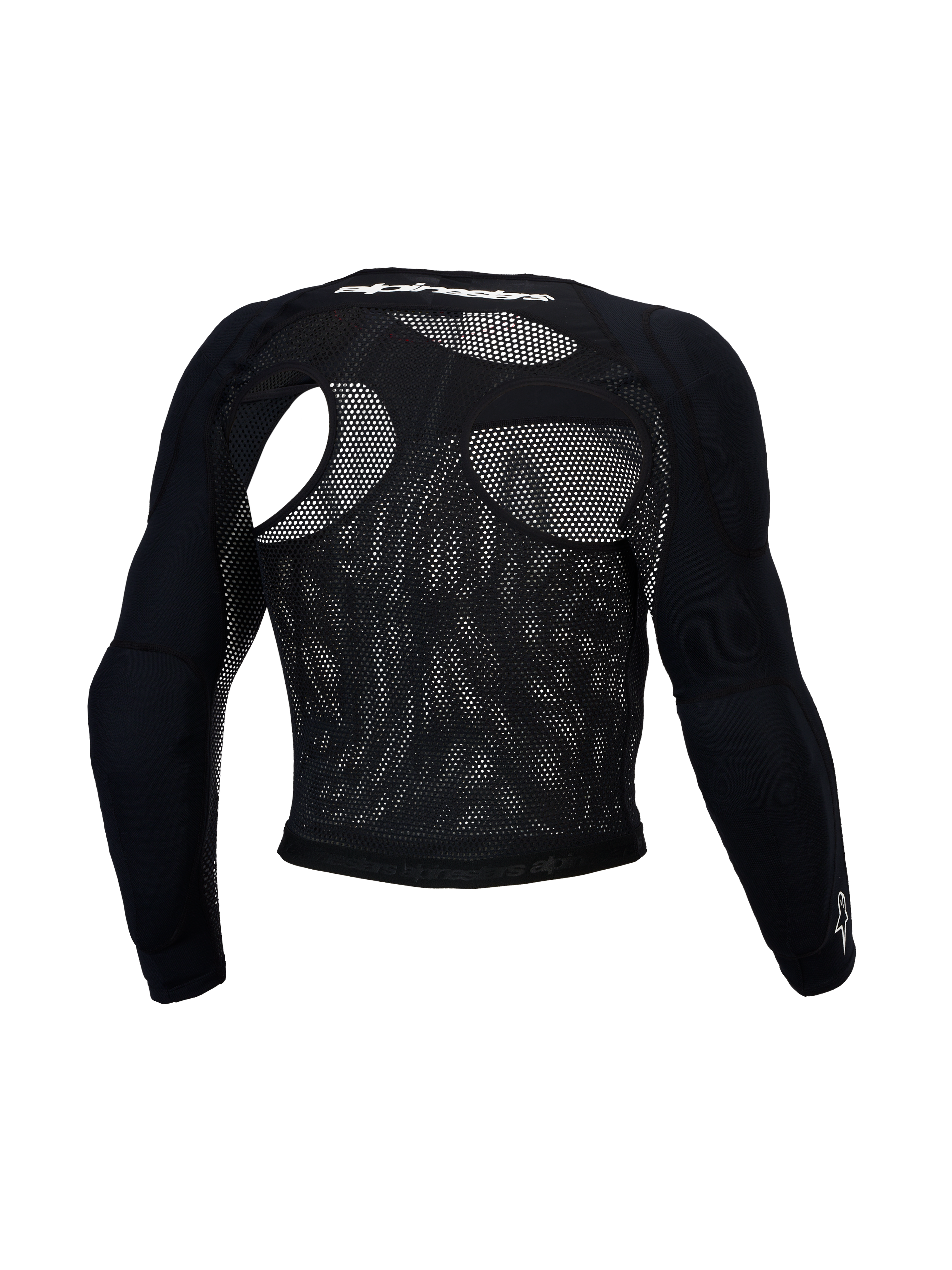 Alpinestars Top de proteção Bionic Race, casaco em malha preto, protetores de ombros e cotovelos, vista traseira
