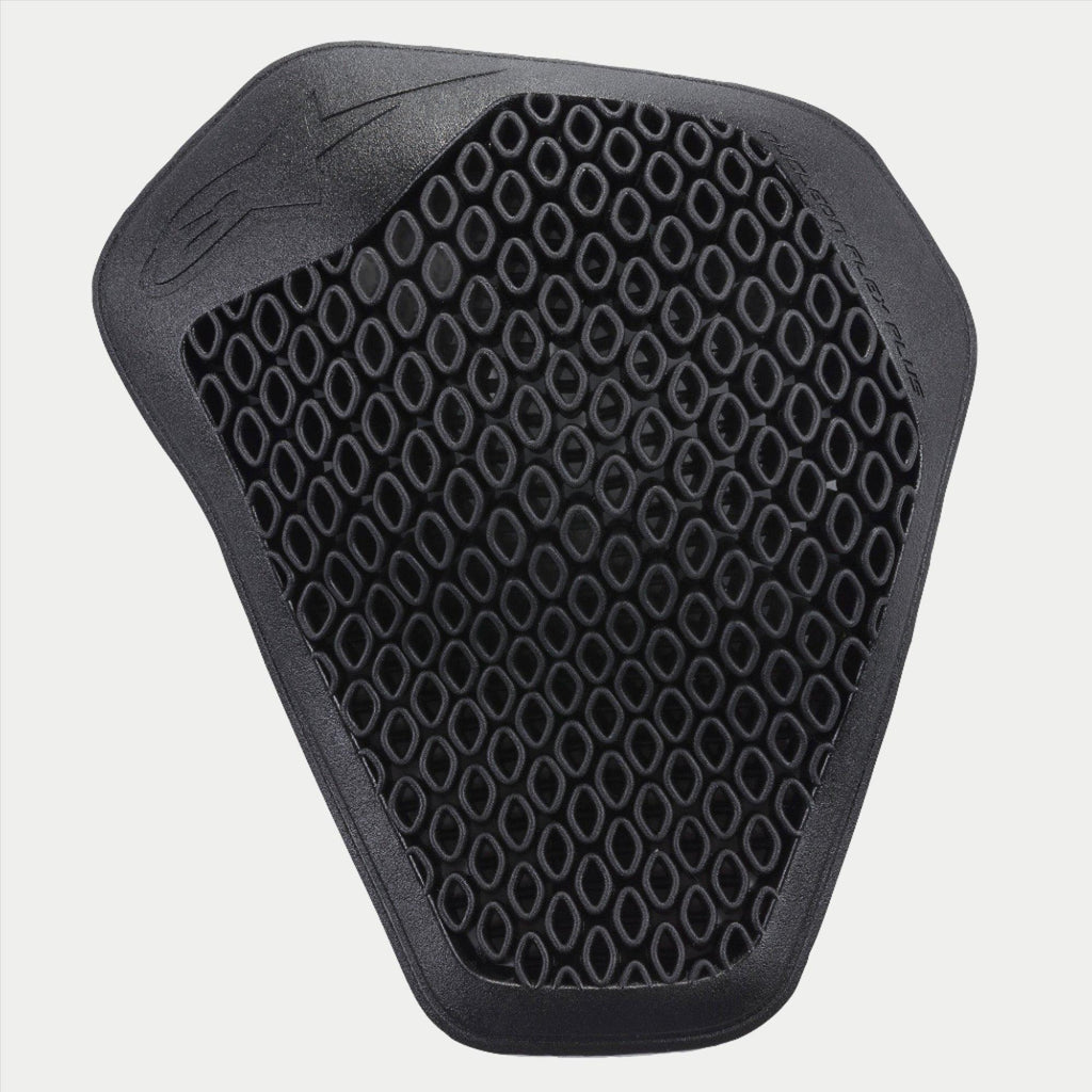 Alpinestars Nucleon Flex Plus Shoulder Protector, preto, inserção de armadura para motociclismo com estrutura alveolar de célula aberta perfurada, design flexível e ergonómico para proteção contra impactos