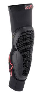 Alpinestars Bionic Flex Elbow Protector, preto e vermelho, manga de malha de fácil colocação com tecnologia Nucleon Flex flexível em favo de mel, logótipo Alpinestars vermelho, equipamento de proteção ergonómico para motociclismo todo-o-terreno