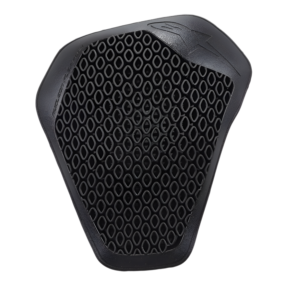Protetor de Ombro Alpinestars Nucleon Flex Plus, preto, inserção de proteção para motociclismo com estrutura perfurada de célula aberta para ventilação, design ergonómico fino, marca em relevo