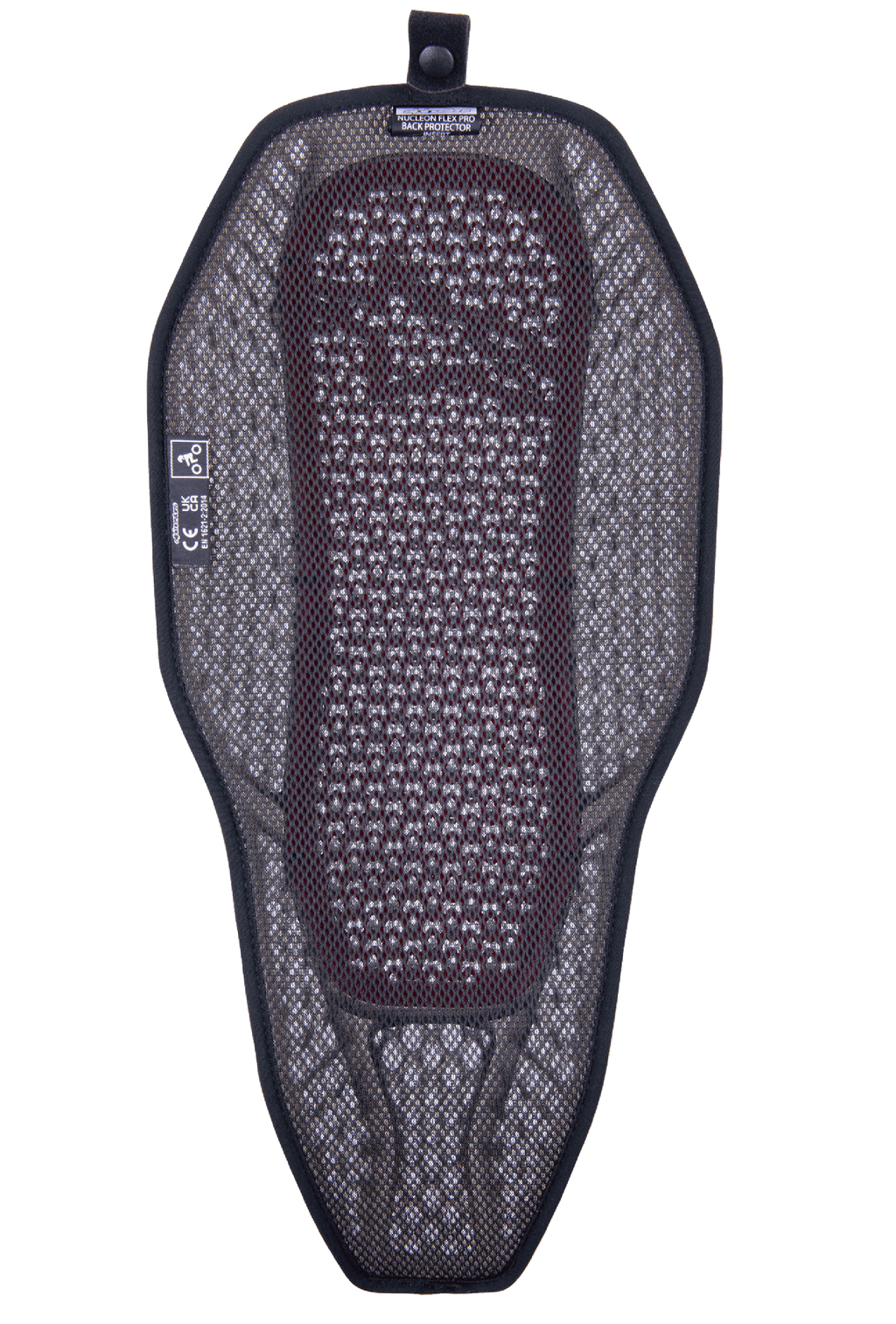 Alpinestars Nucleon Flex Proi Full Back Protector Insert, protetor de costas para motociclismo, Transparent Smoke Red, forro de malha 3D cinzento com núcleo vermelho visível, design híbrido altamente ventilado com botão de pressão para integração em casacos
