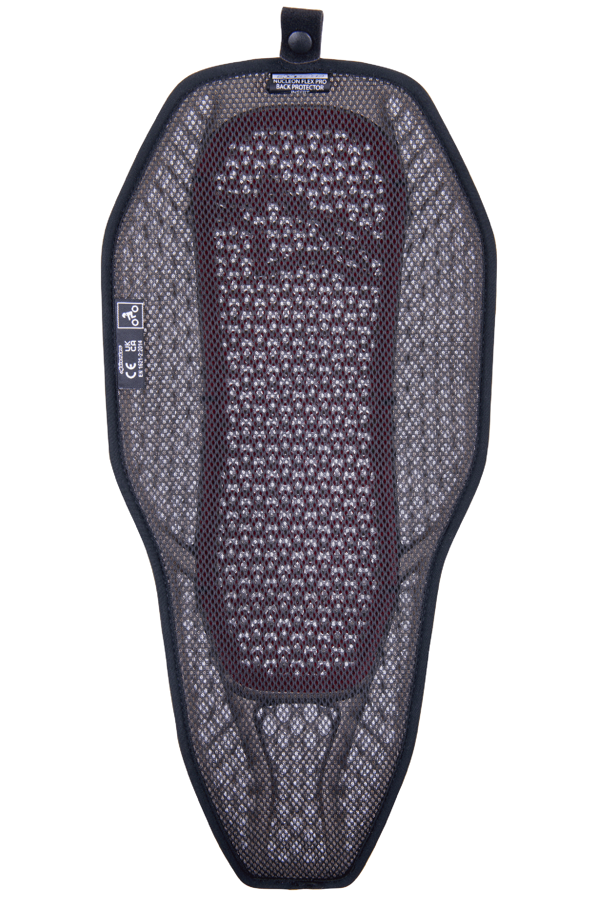 Alpinestars Nucleon Flex Proi Full Back Protector Insert, protetor de costas para motociclismo, Transparent Smoke Red, forro de malha 3D cinzento com núcleo vermelho visível, design híbrido altamente ventilado com botão de pressão para integração em casacos