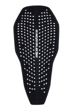 Inserção de Protetor de Costas Integral Alpinestars Nucleon Plasma, protetor de costas para motociclismo, preto, com textura ondulada perfurada para ventilação, logótipo Alpinestars branco na vertical, design contornado, fino e flexível