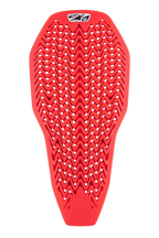 Alpinestars Nucleon Plasma Full Back Protector Insert, protetor de costas para motociclismo vermelho com padrão perfurado em ziguezague, design leve e flexível para ventilação, inserção de equipamento de proteção com absorção de impacto