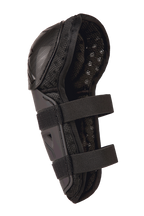 Alpinestars Bionic Action Kickstart Knee Guard, Youth Motocross Knee and Shin Protector, Black, featuring an articulated protective shell design with double elasticated strap closures and breathable mesh padding, designed for young riders.