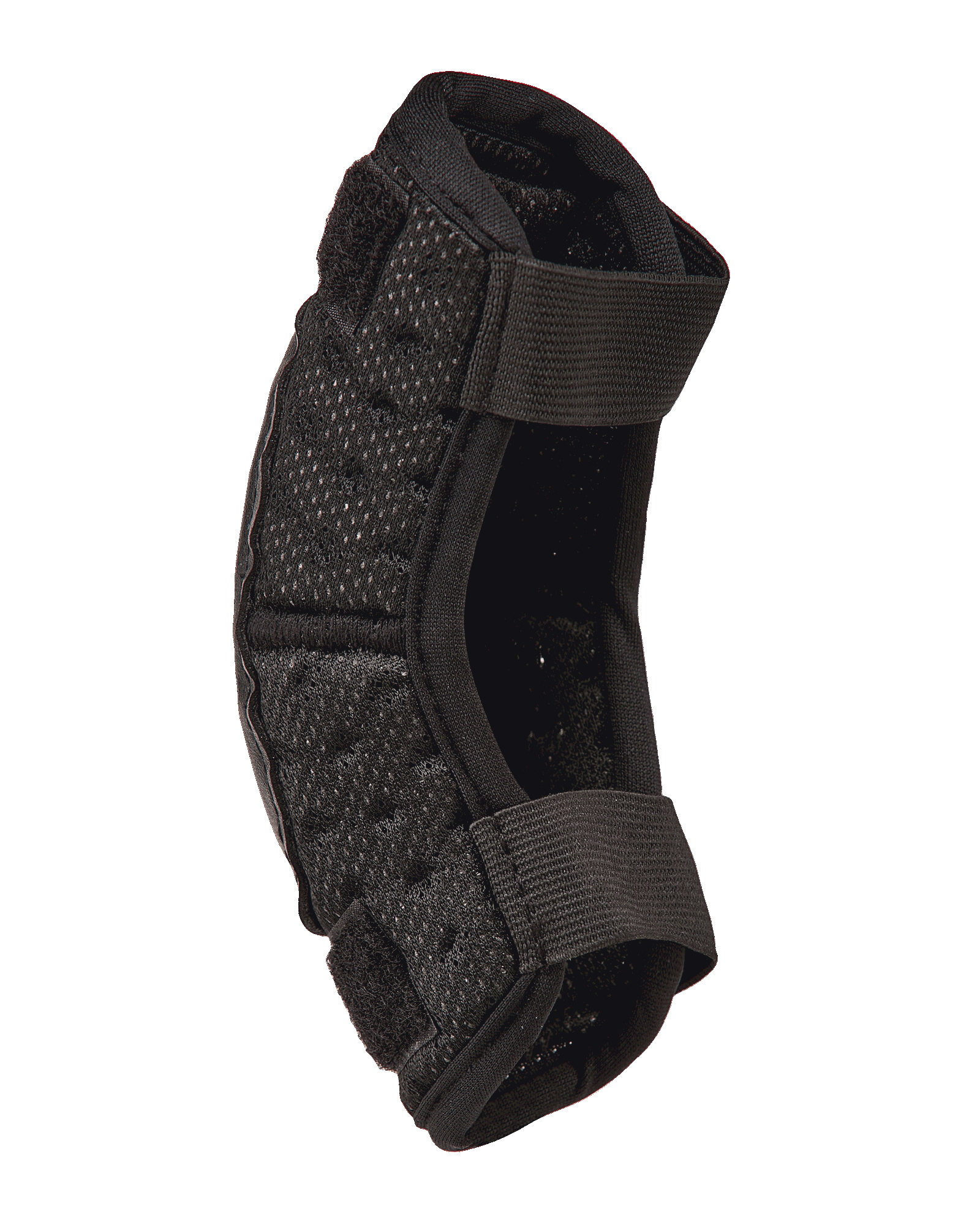 Alpinestars Youth Bionic Action Kickstart Elbow Guard, cotoveleira de motocross preta, vista de perfil com tiras elásticas duplas e acolchoamento perfurado flexível, equipamento de proteção durável para todo-o-terreno para crianças