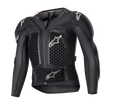 Alpinestars Youth Bionic Action V2 Protection Jacket, Motocross Body Armor, Black with white logos and red accents, honeycomb ventilation pattern on chest and shoulders, adjustable waist strap, durable impact protection for young riders