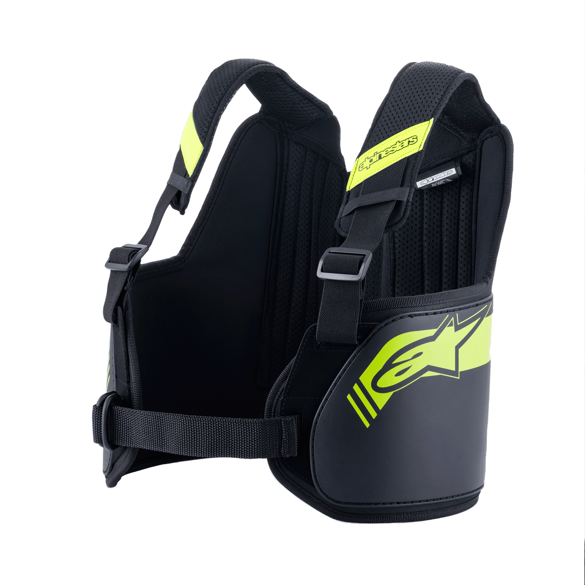 Alpinestars Youth Bionic Rib Support, protetor de costelas para karting, preto e amarelo néon, alças de ombro e painel traseiro ajustáveis, proteções ergonómicas de dupla densidade com núcleo de fibra de vidro, forro em malha 3D respirável, equipamento de segurança para karting juvenil