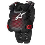 Alpinestars A-1 Pro Chest Protector, Anthracite Black and Red, perforated breathable design with white logo, adjustable straps with red buckles, hexagonal ventilation pattern, lightweight protective armor for motocross and off-road riding
