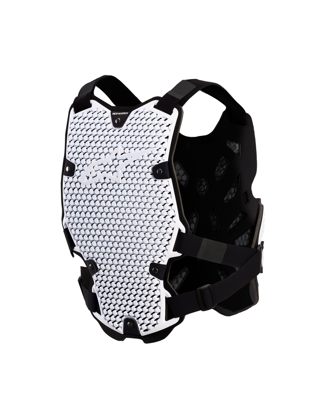 Alpinestars Peitoral Bionic Action, peitoral de motocross com tecnologia A-Morph, branco e preto, certificado CE nível 1, design leve e ventilado para proteção corporal off-road