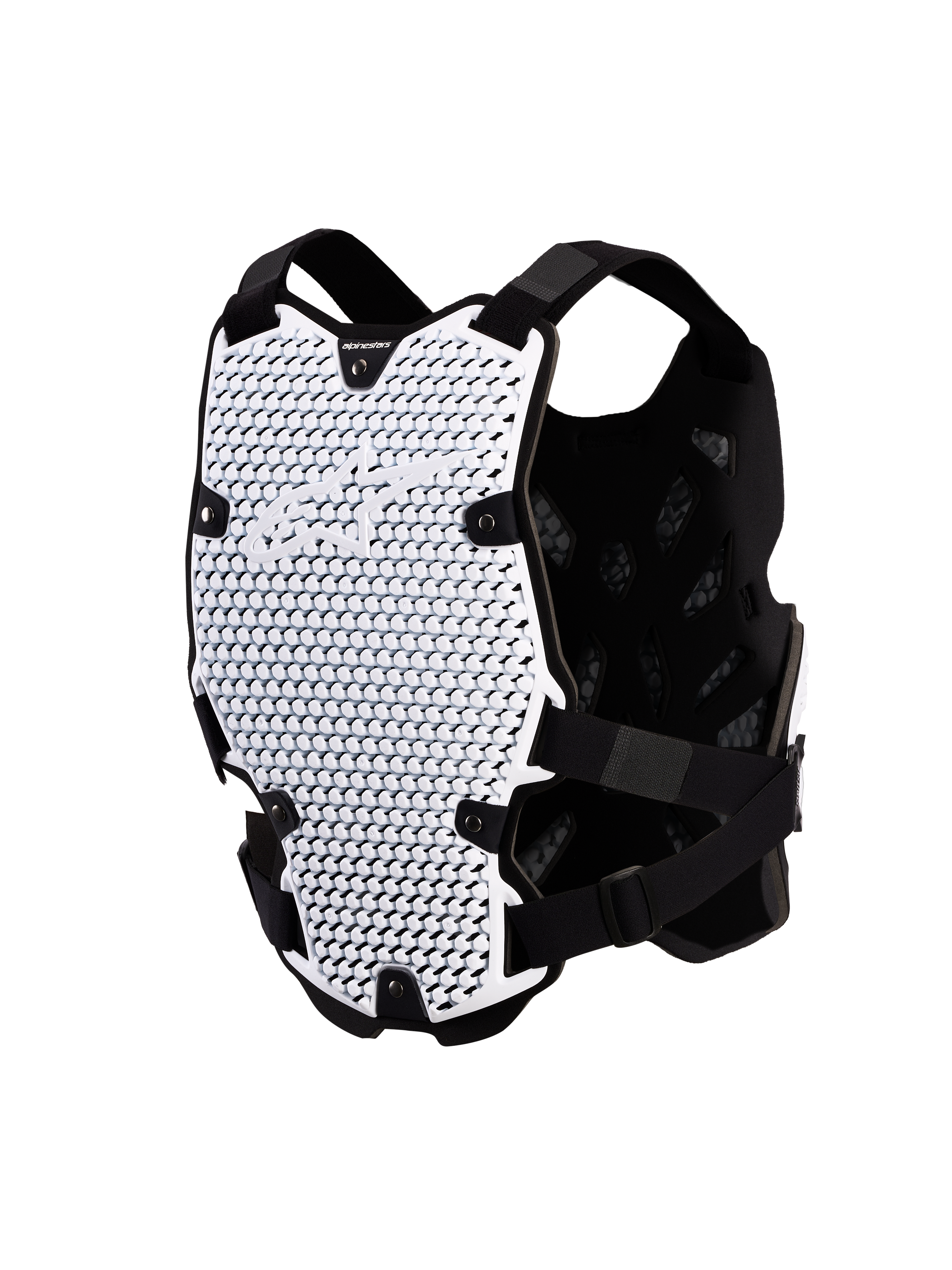 Alpinestars Peitoral Bionic Action, peitoral de motocross com tecnologia A-Morph, branco e preto, certificado CE nível 1, design leve e ventilado para proteção corporal off-road